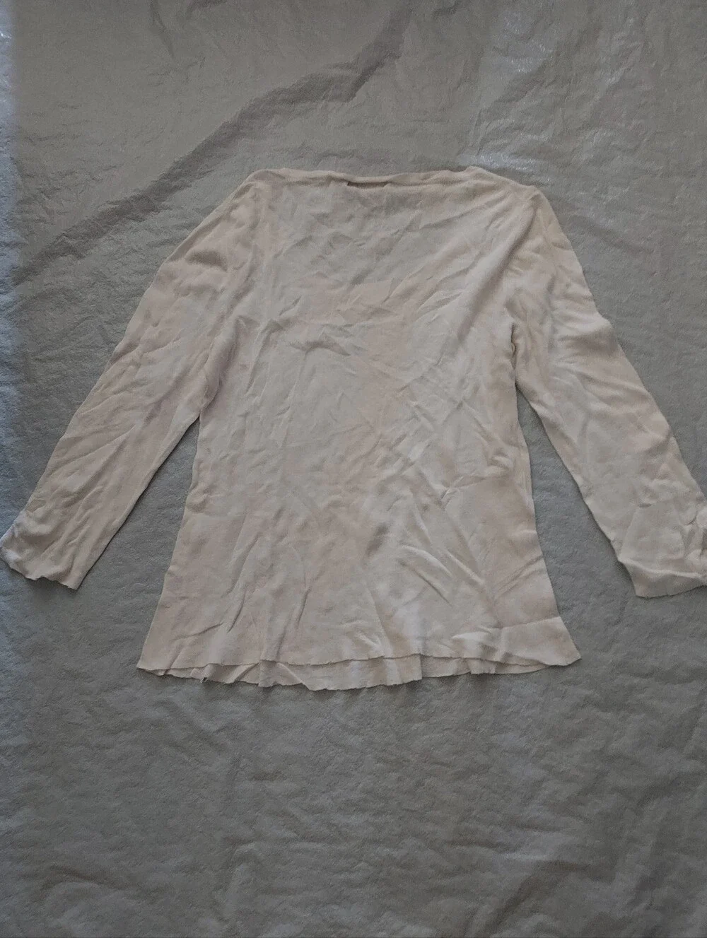Victor Alfaro White Scoop Neck Long Sleeve Top